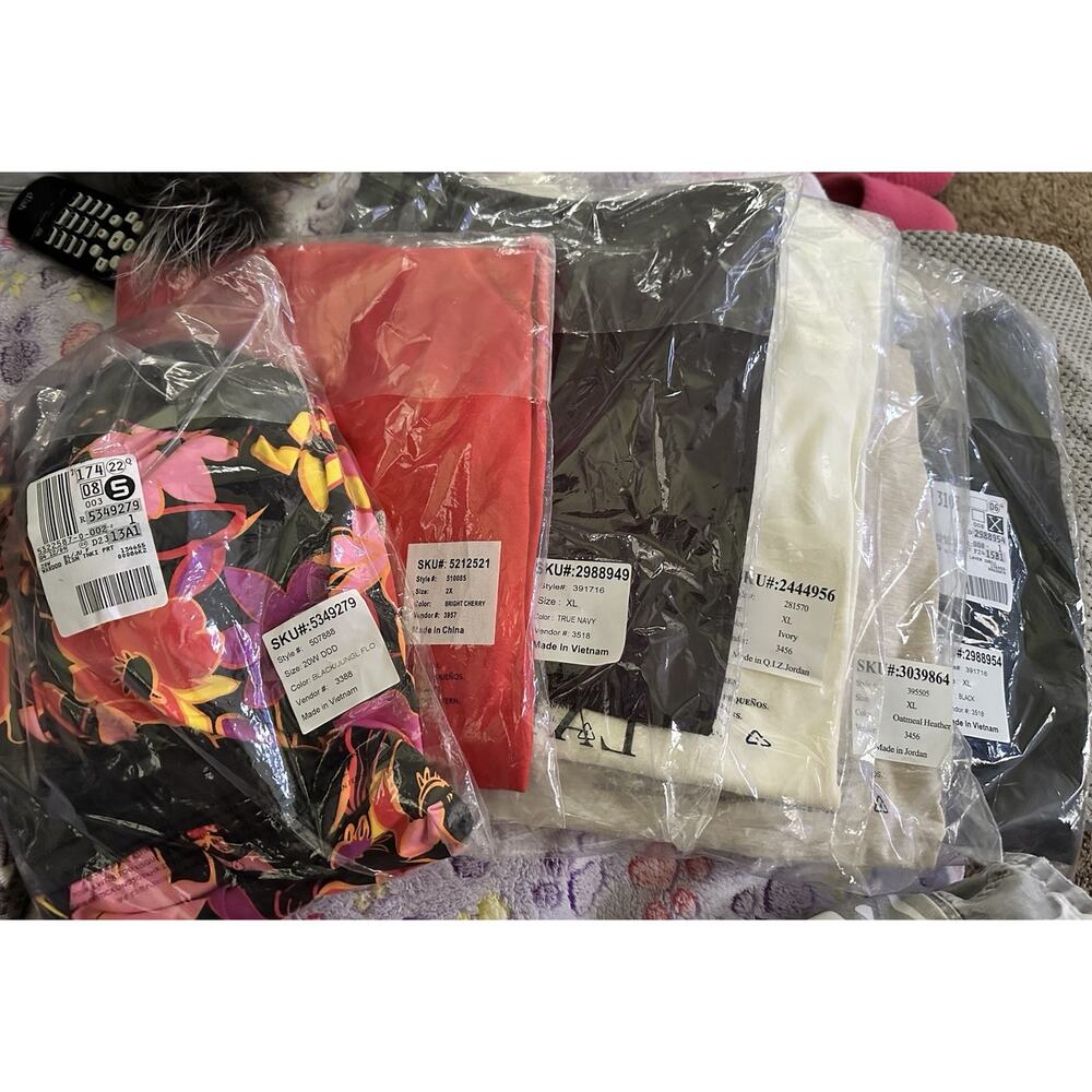 Lot Of 5 Lands’ End Woman’s Shirts, Bathing Suit New in Plastic